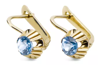 Des boucles d'oreilles Bijoux vintage Aigue-marine Or jaune 14 carats vec027y